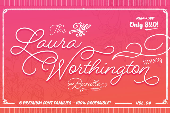 Laura Worthington Script & Font Bundle for blogs and wedding stationery