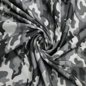 Charcoal camo mesh poly stretch sports knit fabric