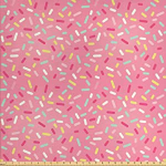 Pink yellow donut sprinkles fabric by the yard