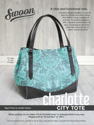 Charlotte city tote sewing pattern