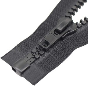 Heavy duty open-ended zips, available from Amazon