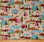 Cotton camping tents trailers camping vacation fabric by the yard
