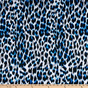 Blue leopard print stretch fabric