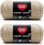 Red Heart Super Saver Yarn in Buff, Amazon paid link