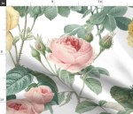 Spoonflower fabric - white floral victorian English shabby chic roses on cotton poplin fabric, from Amazon