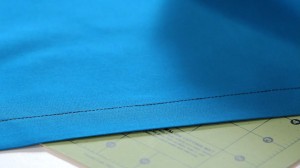 Standard hem that has been turned over twice and stitched down