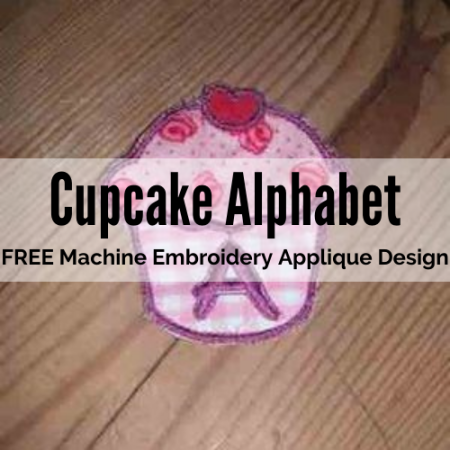 free cupcake applique alphabet machine embroidery design set