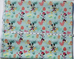 Mickey and mini egg hunt cotton fabric by the yard