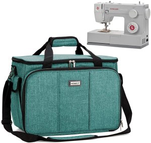 Sewing machine carrying case with storage pockets, universal for most standard machines (Amazon paid link)