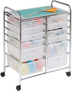 Rolling storage cart with 12 drawers (Amazon paid link)